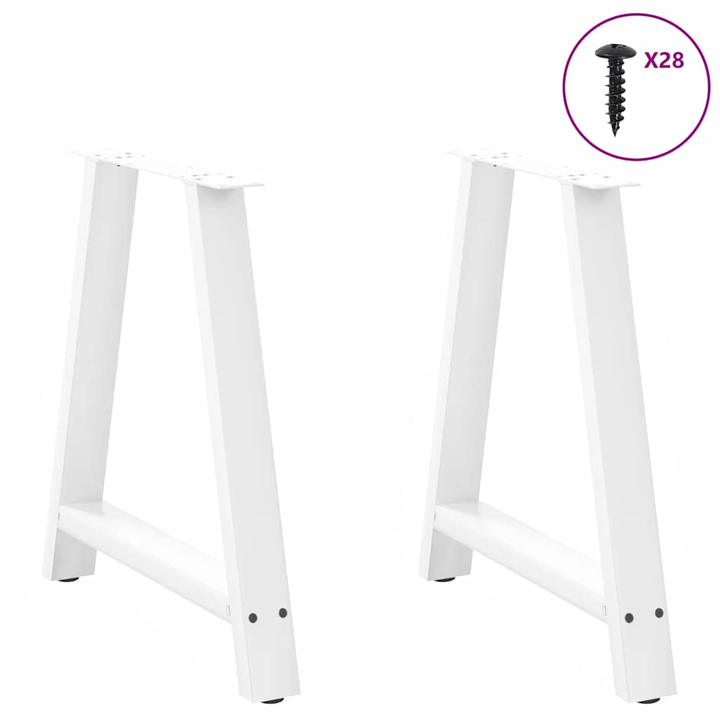 vidaXL Nogi do stołu jadalnego w kształcie litery A 2 szt. Białe 80x(72-73) cm Stal