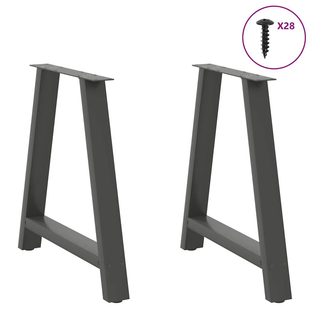 vidaXL Nogi do stołu jadalnego w kształcie litery A 2 szt. Antracyt 80x(72-73) cm Stal