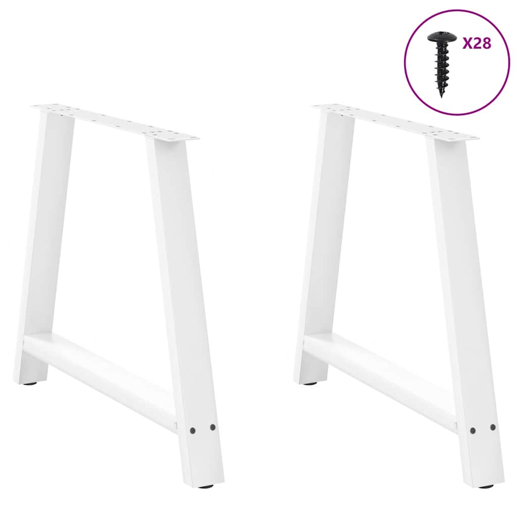 vidaXL Nogi do stołu jadalnego w kształcie litery A 2 szt. Białe 100x(72-73) cm Stal