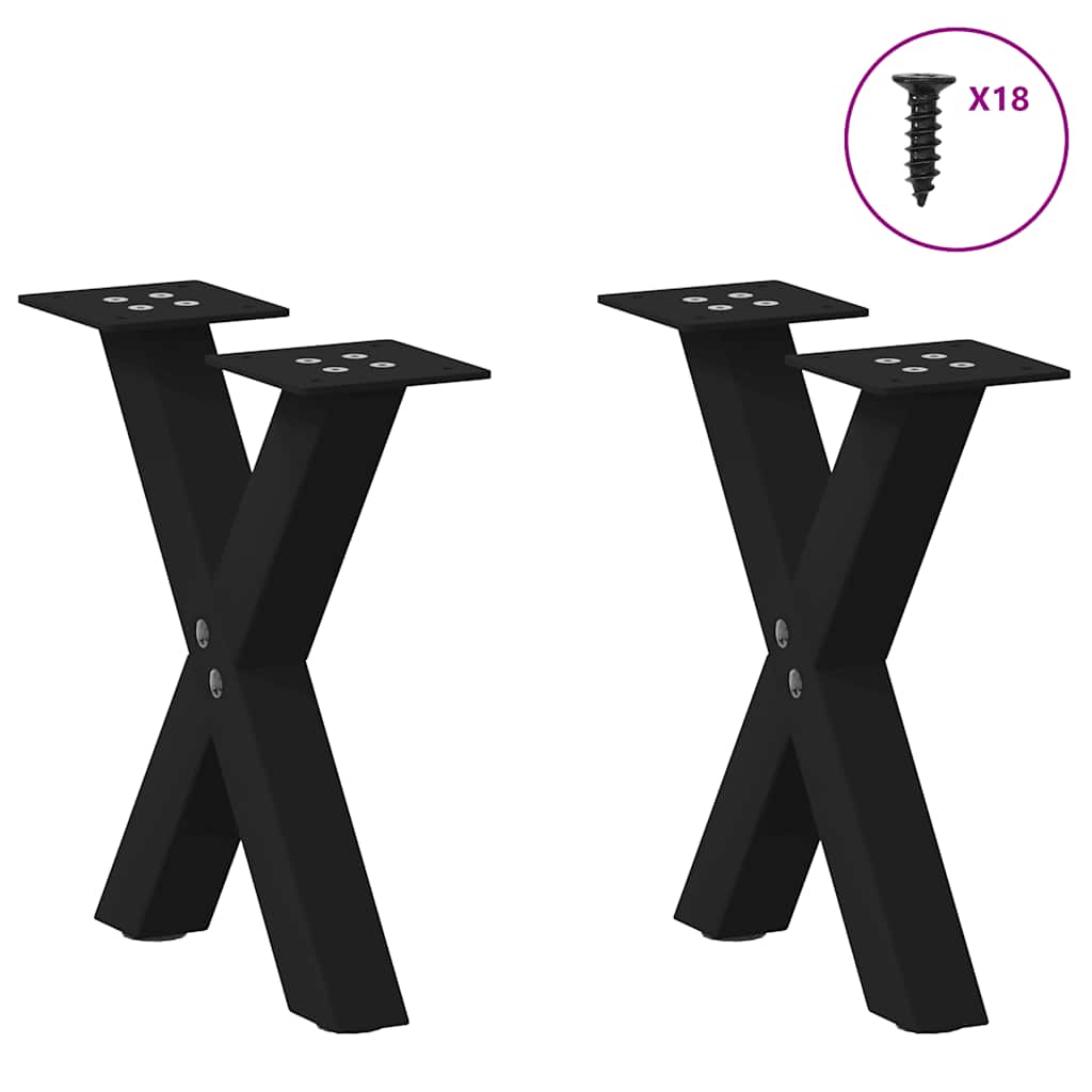 vidaXL Nogi do stolika kawowego w kształcie litery X 2 szt. Czarne 30x(30-31) cm Stal