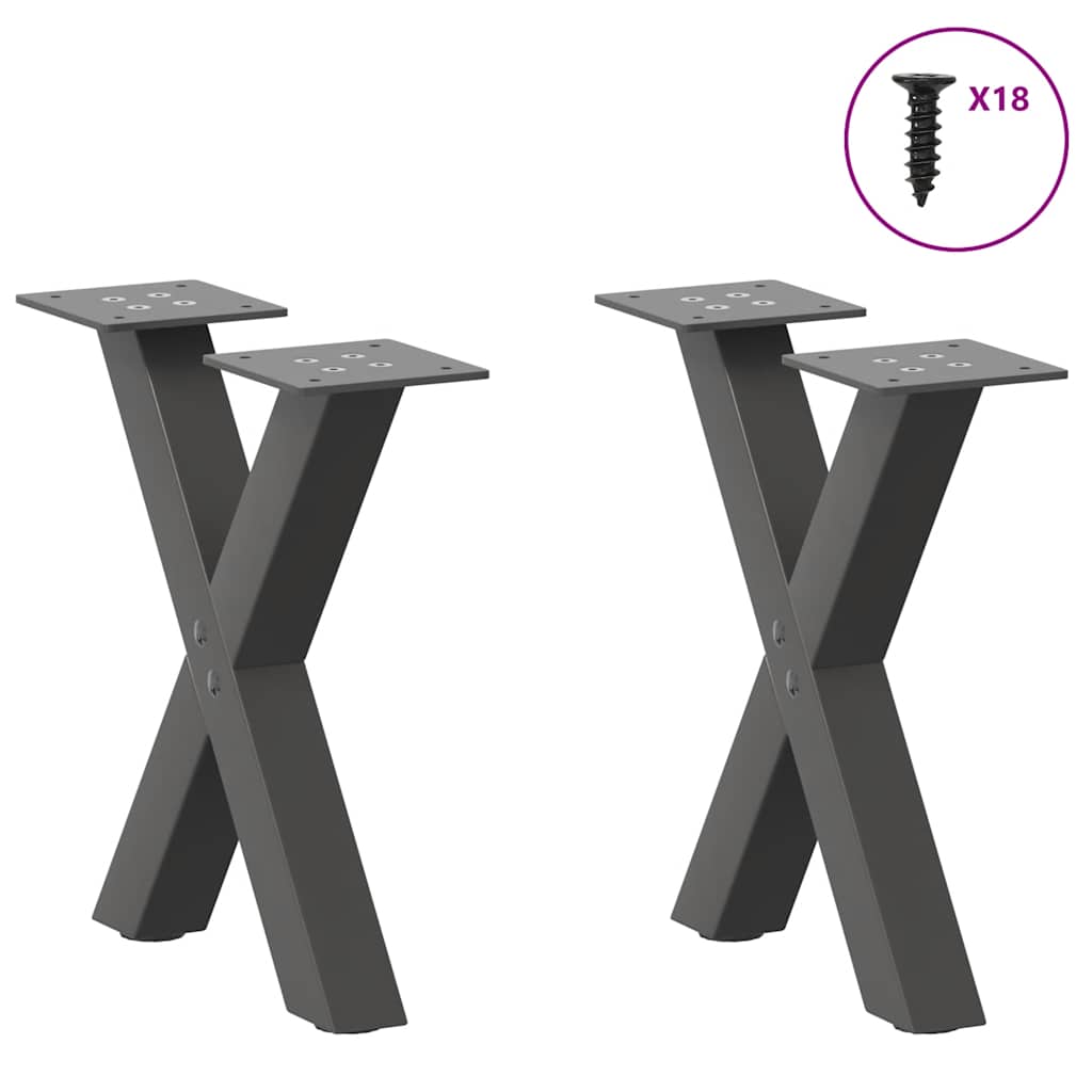 vidaXL Nogi do stolika kawowego w kształcie litery X 2 szt. Antracyt 30x(30-31) cm Stal