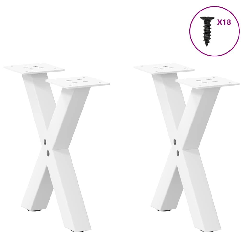 vidaXL Nogi do stolika kawowego w kształcie litery X 2 szt. Białe 37x(30-31) cm Stal