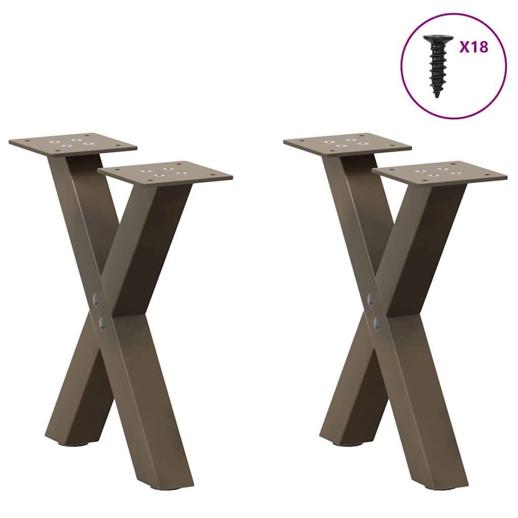 vidaXL Nogi do stolika kawowego w kształcie litery X 2 szt. Naturalna stal 37x(30-31) cm Stal