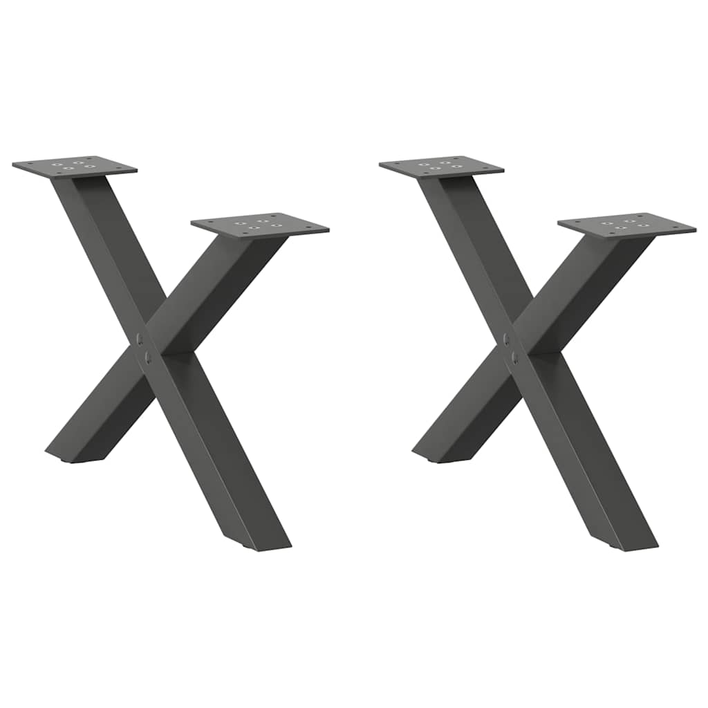 vidaXL Nogi do stolika kawowego w kształcie litery X 2 szt. Antracyt 50x(30-31) cm Stal
