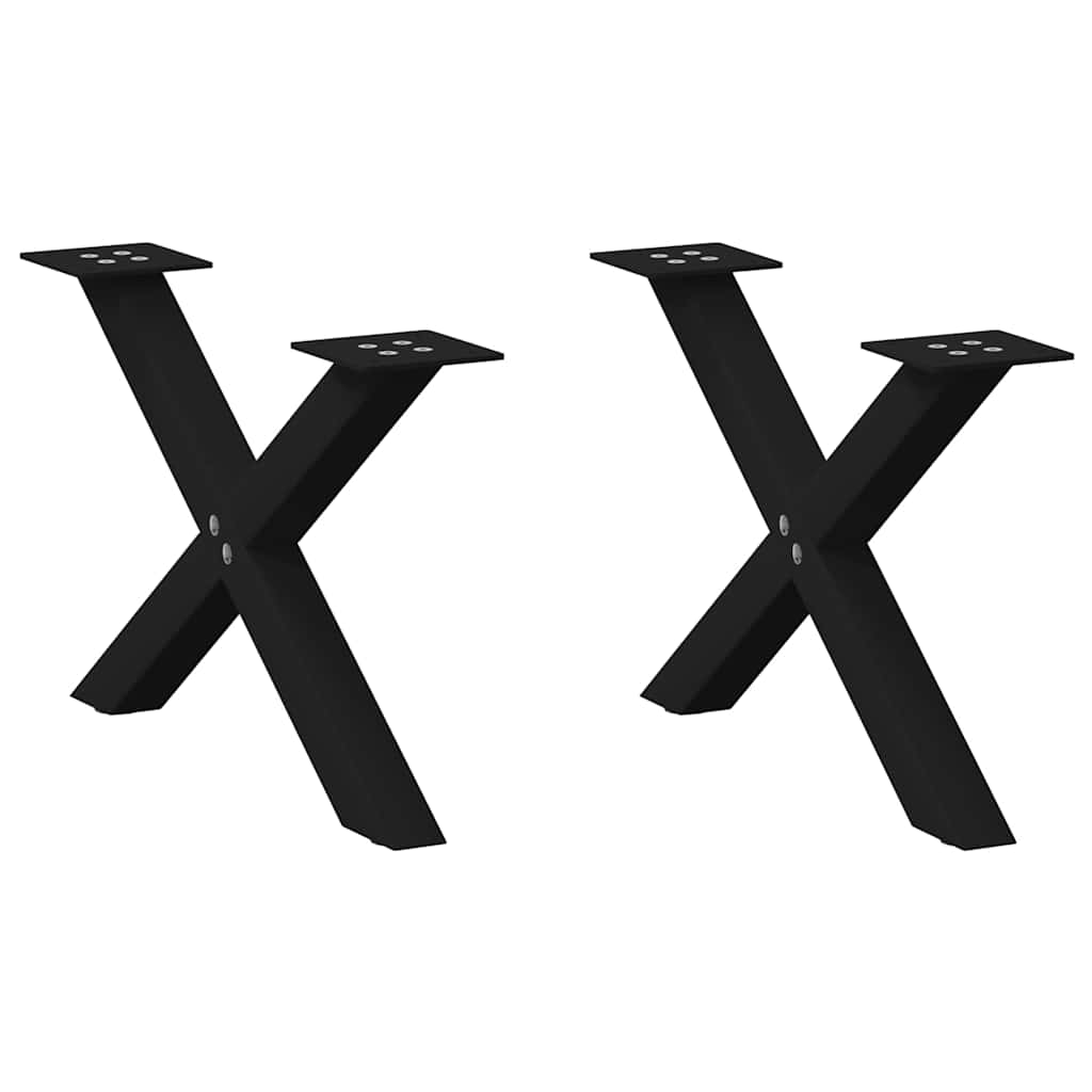vidaXL Nogi do stolika kawowego w kształcie litery X 2 szt. Czarne 60x(30-31) cm Stal