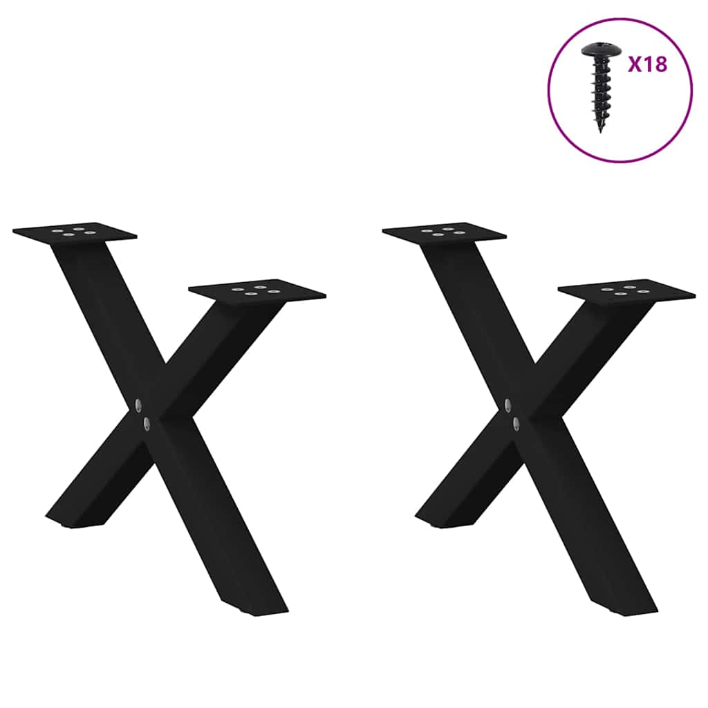 vidaXL Nogi do stolika kawowego w kształcie litery X 2 szt. Czarne 60x(30-31) cm Stal
