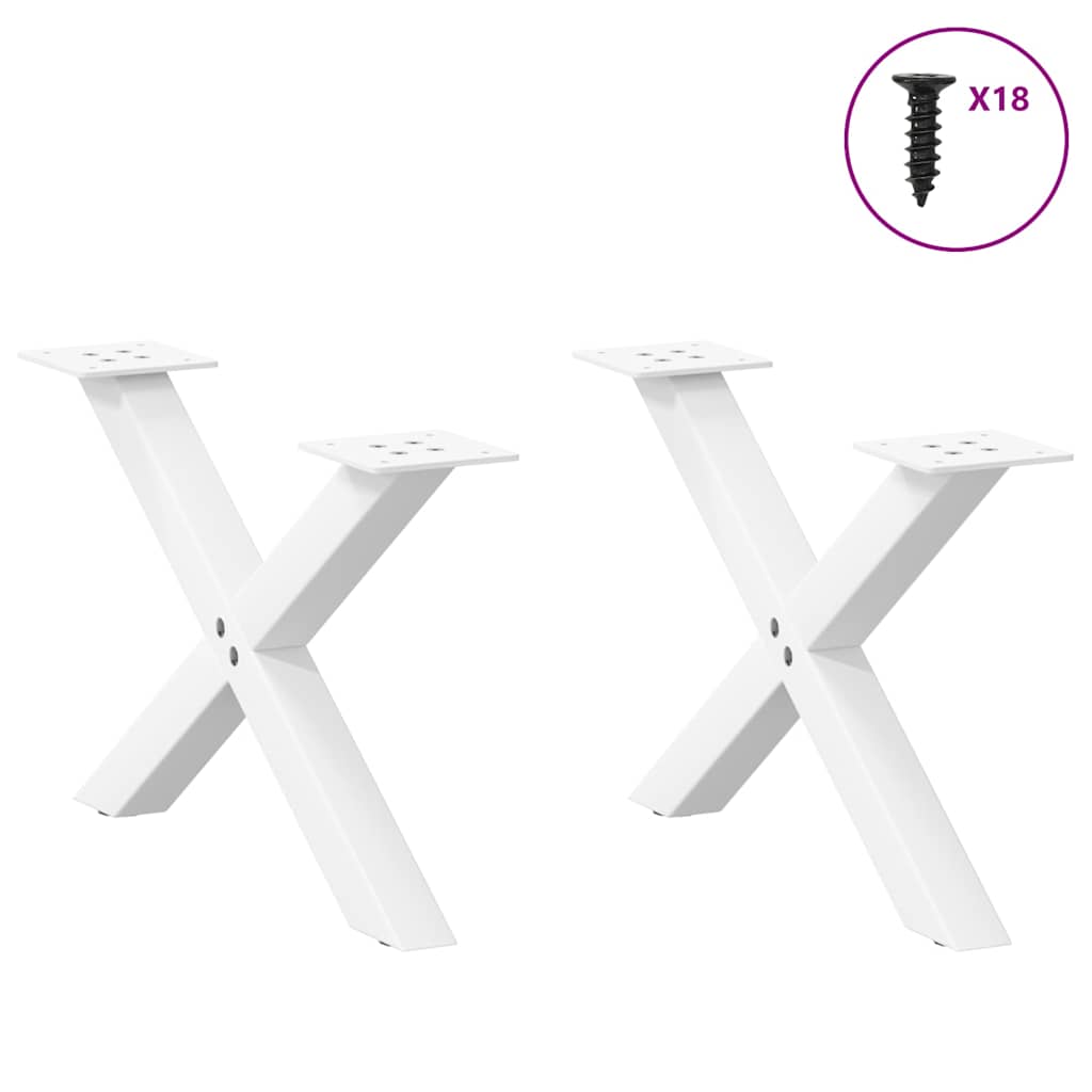 vidaXL Nogi do stolika kawowego w kształcie litery X 2 szt. Białe 60x(30-31) cm Stal
