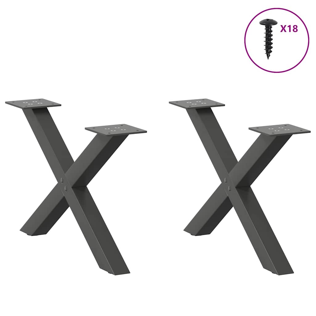 vidaXL Nogi do stolika kawowego w kształcie litery X 2 szt. Antracyt 60x(30-31) cm Stal
