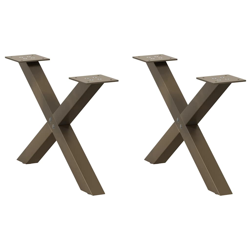 vidaXL Nogi do stolika kawowego w kształcie litery X 2 szt. Naturalna stal 60x(30-31) cm Stal