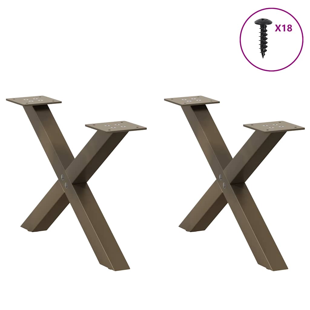vidaXL Nogi do stolika kawowego w kształcie litery X 2 szt. Naturalna stal 60x(30-31) cm Stal
