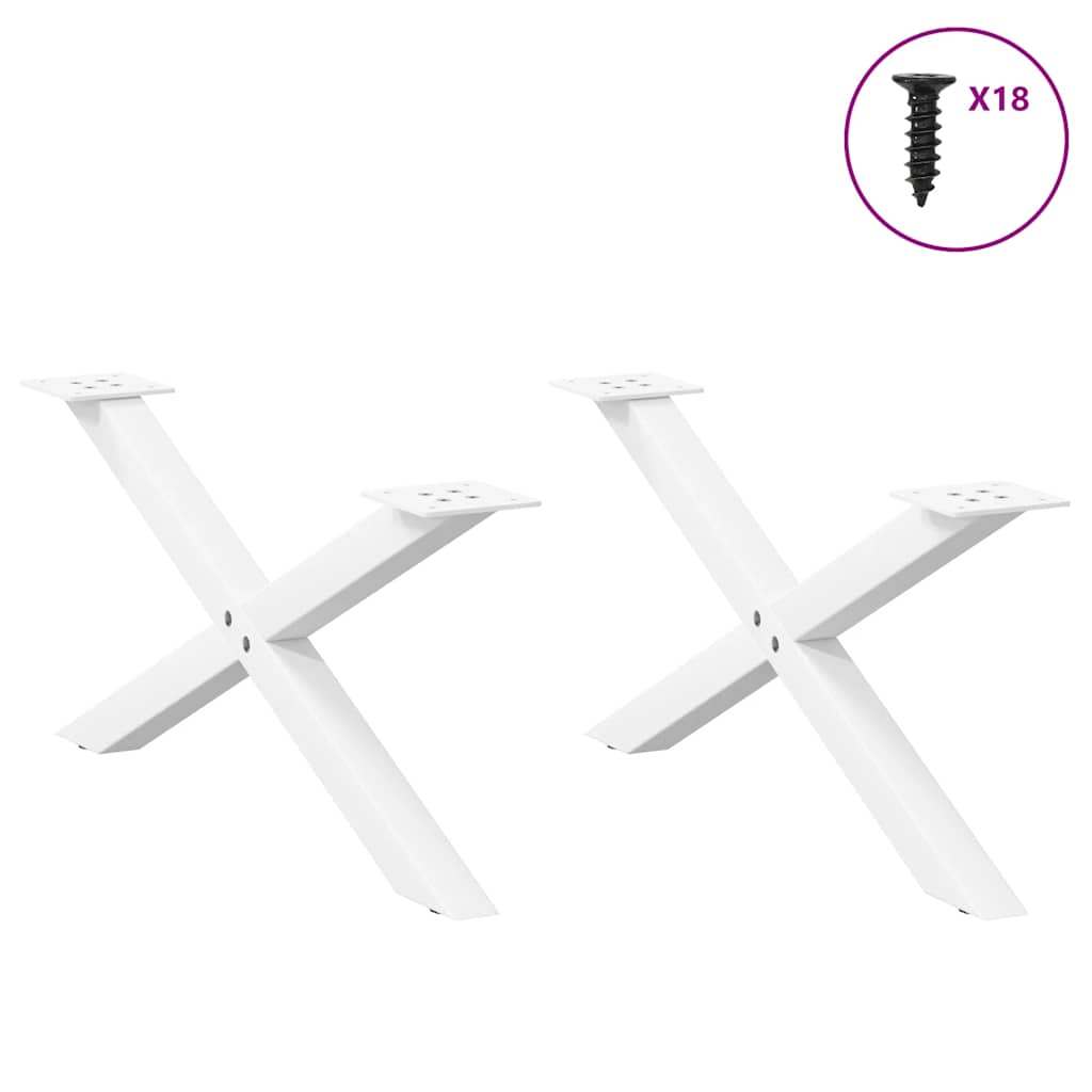 vidaXL Nogi do stolika kawowego w kształcie litery X 2 szt. Białe 70x(30-31) cm Stal