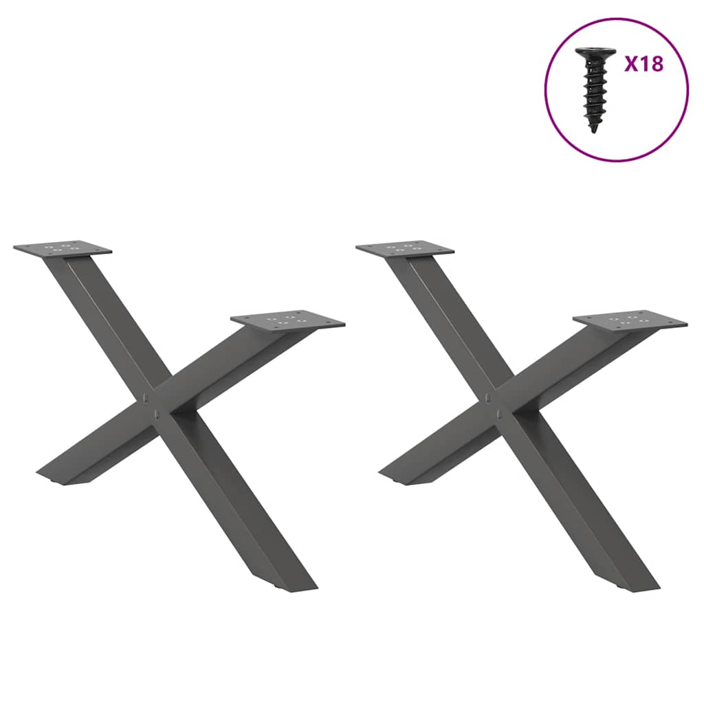 vidaXL Nogi do stolika kawowego w kształcie litery X 2 szt. Antracyt 70x(30-31) cm Stal