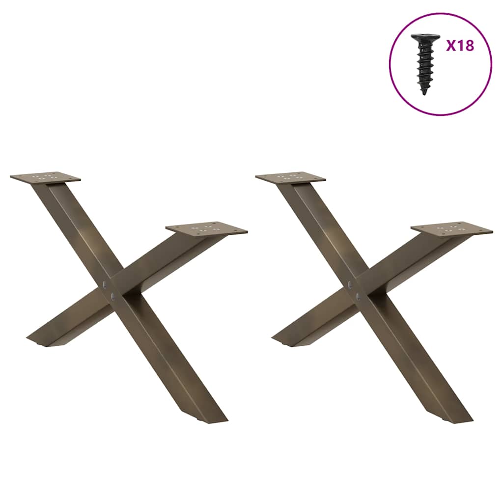 vidaXL Nogi do stolika kawowego w kształcie litery X 2 szt. Naturalna stal 70x(30-31) cm Stal