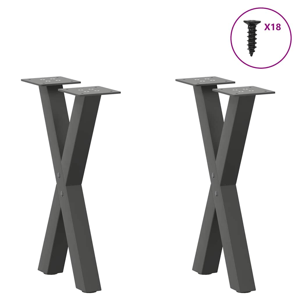 vidaXL Nogi do stolika kawowego w kształcie litery X 2 szt. Antracyt 28x(42-43) cm Stal