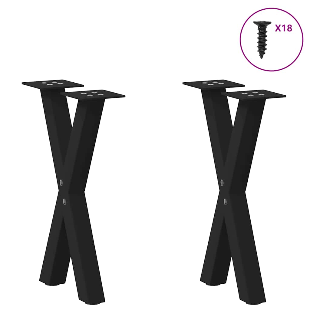 vidaXL Nogi do stolika kawowego w kształcie litery X 2 szt. Czarne 38x(42-43) cm Stal