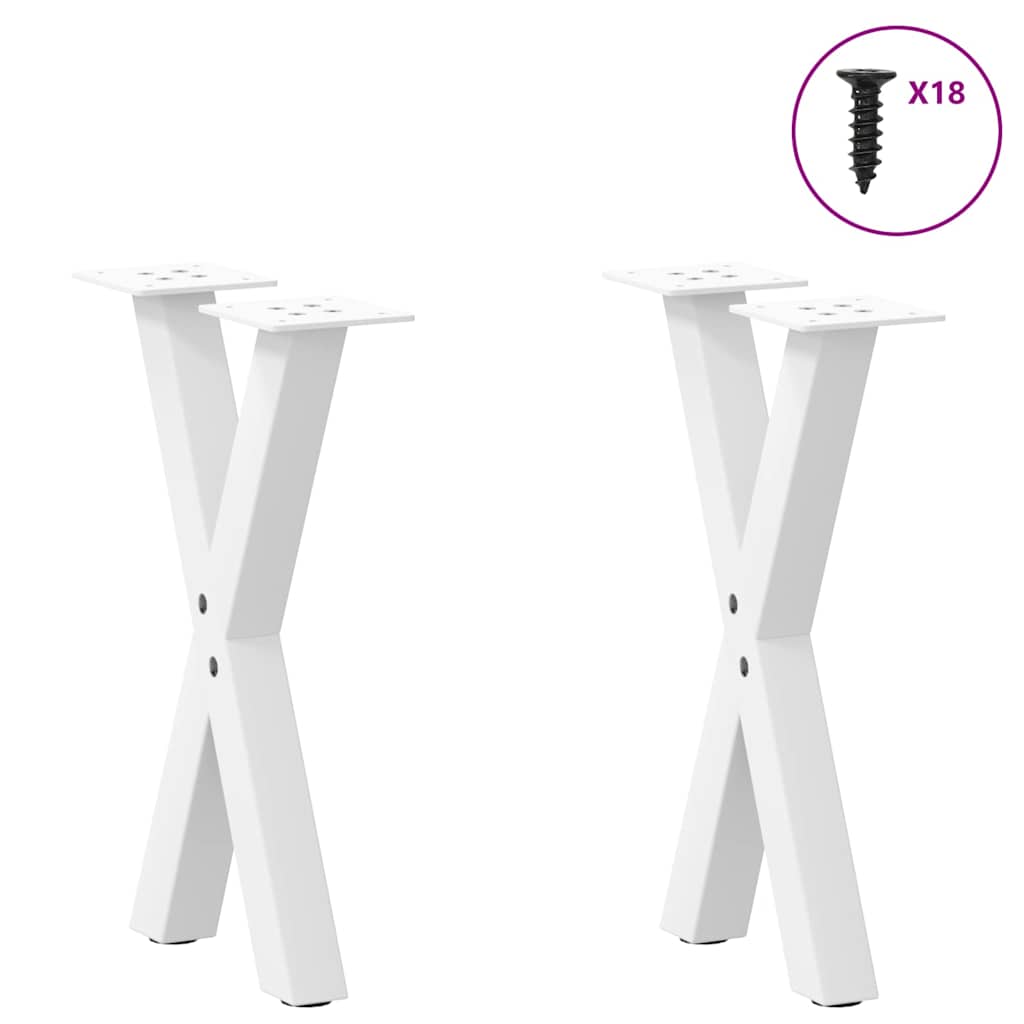 vidaXL Nogi do stolika kawowego w kształcie litery X 2 szt. Białe 38x(42-43) cm Stal