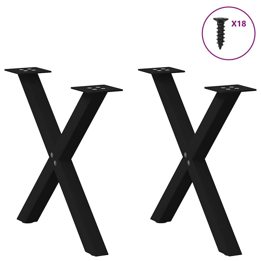 vidaXL Nogi do stolika kawowego w kształcie litery X 2 szt. Czarne 50x(42-43) cm Stal