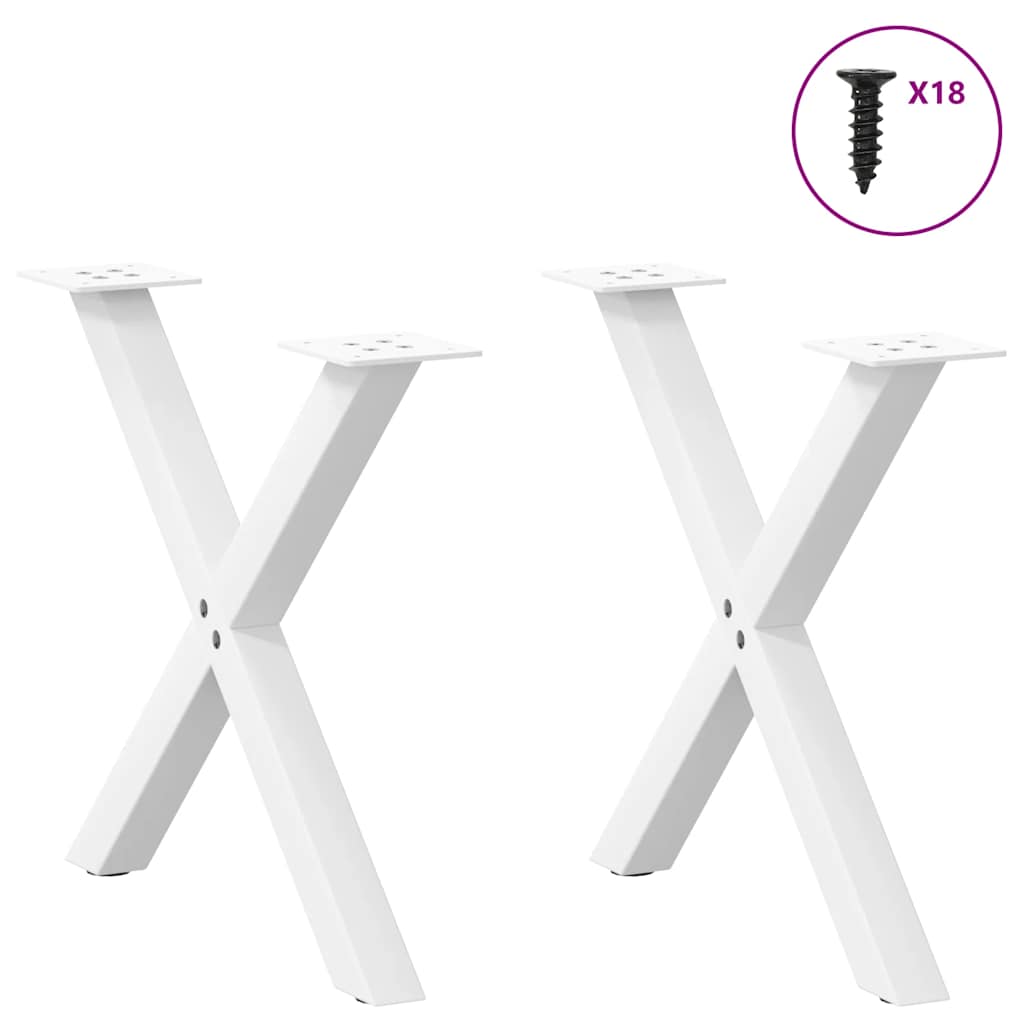 vidaXL Nogi do stolika kawowego w kształcie litery X 2 szt. Białe 50x(42-43) cm Stal