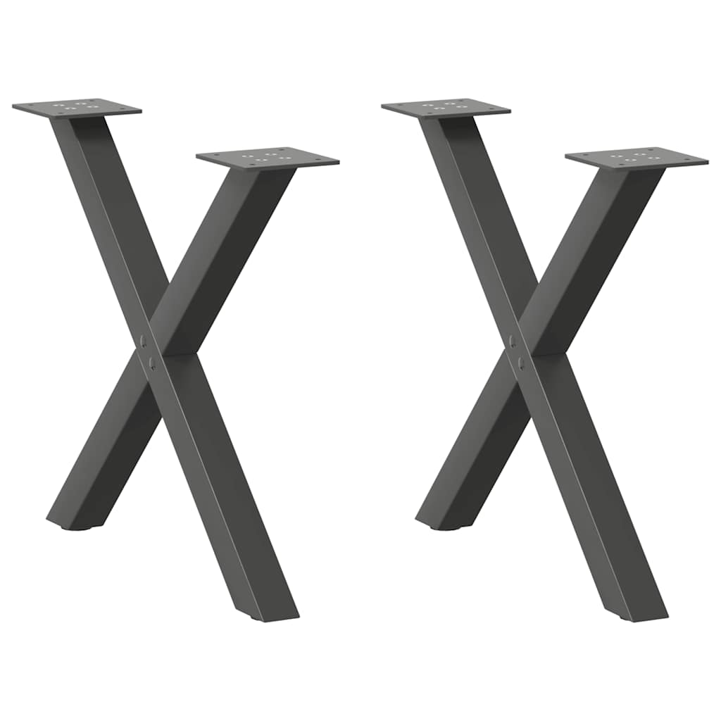 vidaXL Nogi do stolika kawowego w kształcie litery X 2 szt. Antracyt 50x(42-43) cm Stal