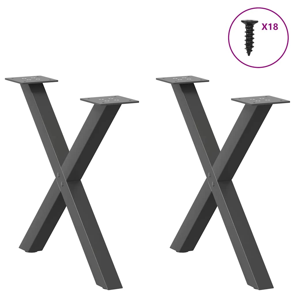 vidaXL Nogi do stolika kawowego w kształcie litery X 2 szt. Antracyt 50x(42-43) cm Stal