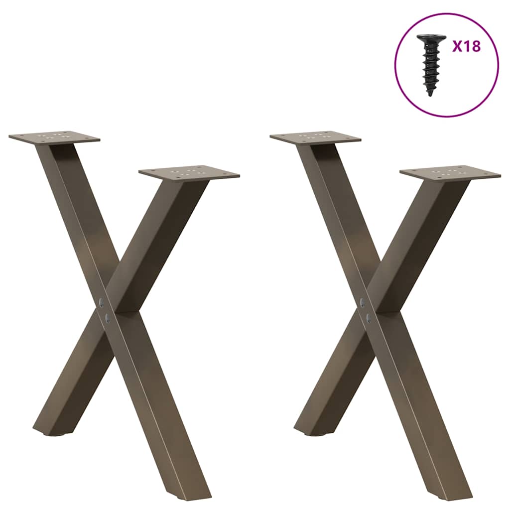 vidaXL Nogi do stolika kawowego w kształcie litery X 2 szt. Naturalna stal 50x(42-43) cm Stal
