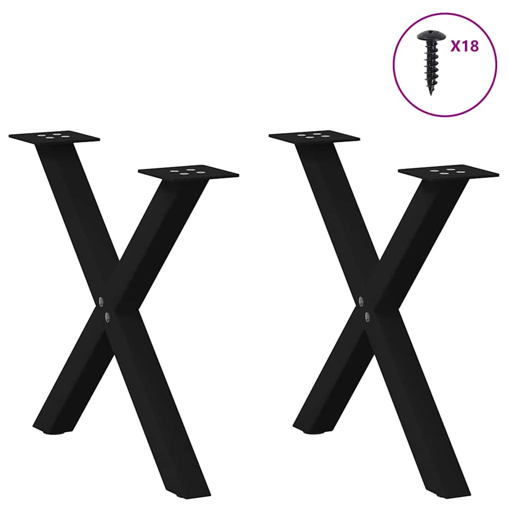 vidaXL Nogi do stolika kawowego w kształcie litery X 2 szt. Czarne 60x(42-43) cm Stal