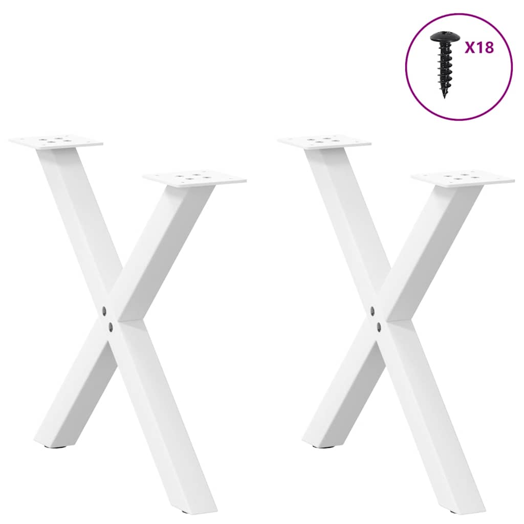 vidaXL Nogi do stolika kawowego w kształcie litery X 2 szt. Białe 60x(42-43) cm Stal