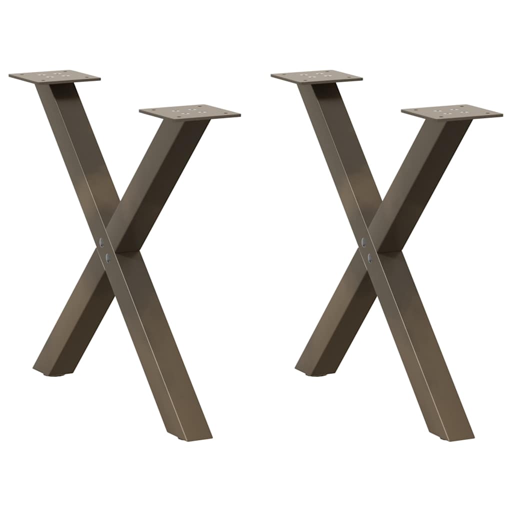 vidaXL Nogi do stolika kawowego w kształcie litery X 2 szt. Naturalna stal 60x(42-43) cm Stal