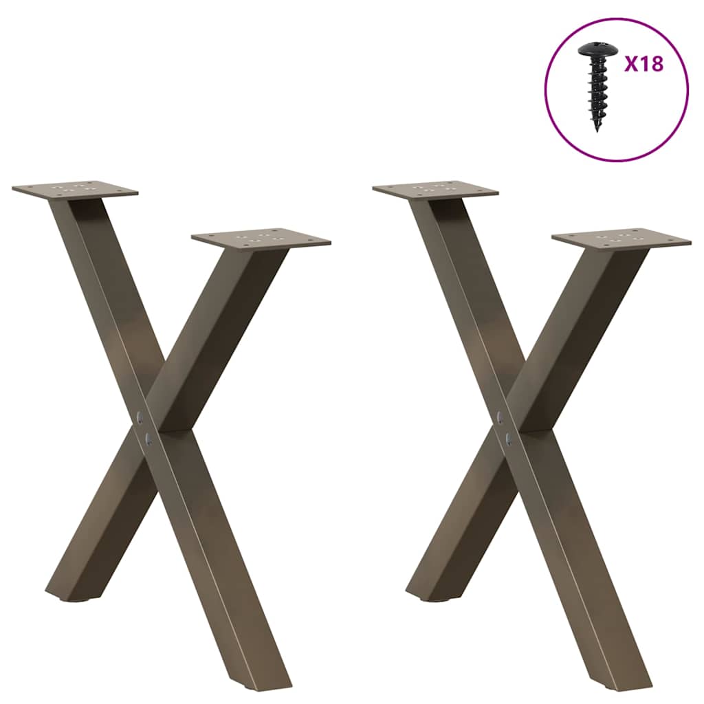 vidaXL Nogi do stolika kawowego w kształcie litery X 2 szt. Naturalna stal 60x(42-43) cm Stal