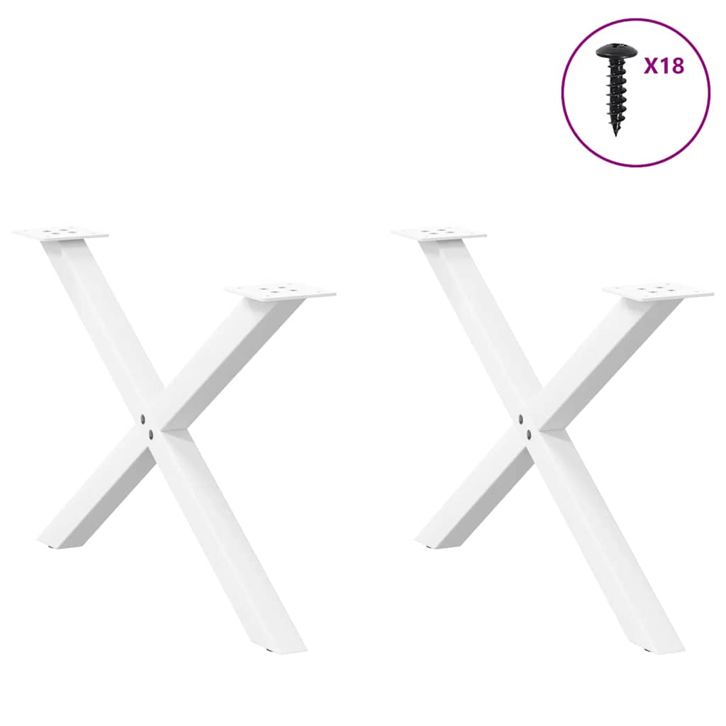 vidaXL Nogi do stolika kawowego w kształcie litery X 2 szt. Białe 70x(42-43) cm Stal