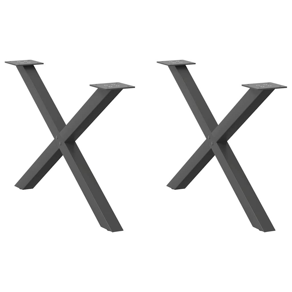 vidaXL Nogi do stolika kawowego w kształcie litery X 2 szt. Antracyt 70x(42-43) cm Stal