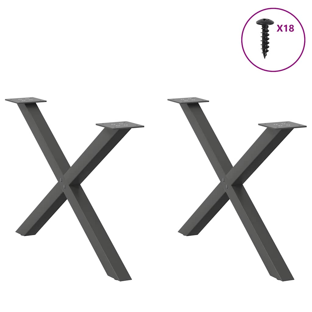 vidaXL Nogi do stolika kawowego w kształcie litery X 2 szt. Antracyt 70x(42-43) cm Stal