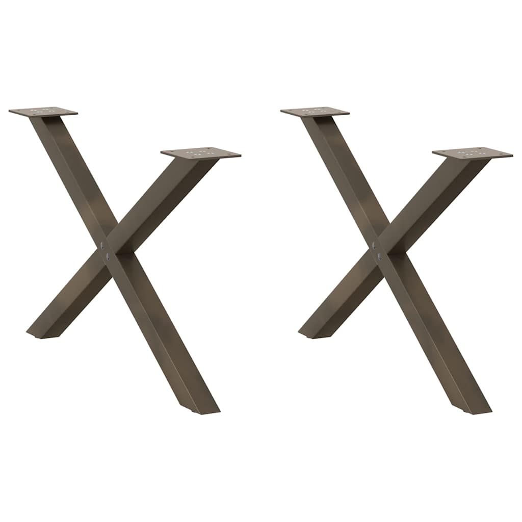 vidaXL Nogi do stolika kawowego w kształcie litery X 2 szt. Naturalna stal 70x(42-43) cm Stal