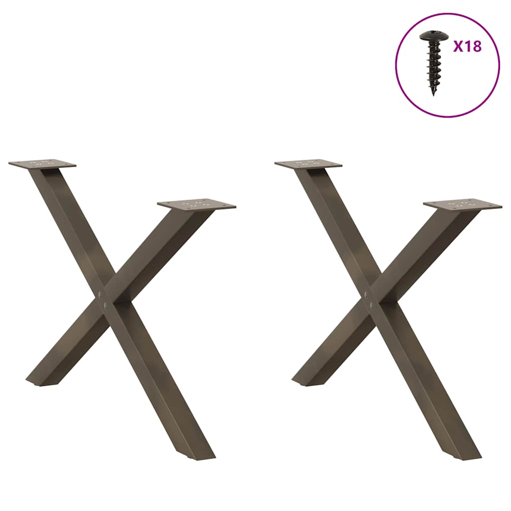 vidaXL Nogi do stolika kawowego w kształcie litery X 2 szt. Naturalna stal 70x(42-43) cm Stal