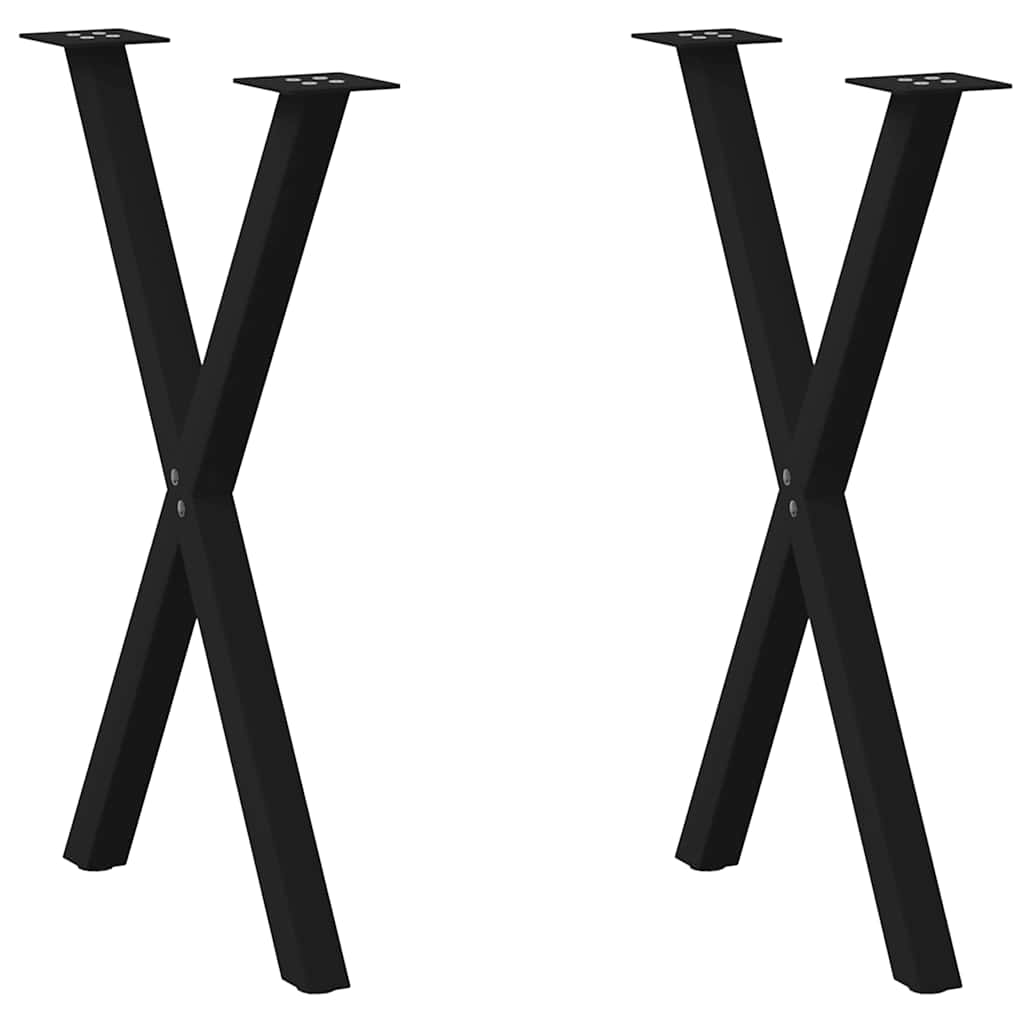 vidaXL Nogi do stołu jadalnego w kształcie litery X 2 szt. Czarne 50x(72-73) cm Stal