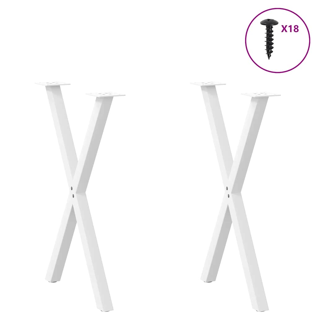 vidaXL Nogi do stołu jadalnego w kształcie litery X 2 szt. Białe 50x(72-73) cm Stal