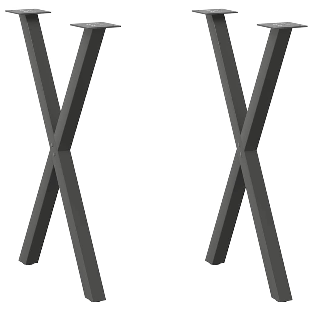 vidaXL Nogi do stołu jadalnego w kształcie litery X 2 szt. Antracyt 50x(72-73) cm Stal