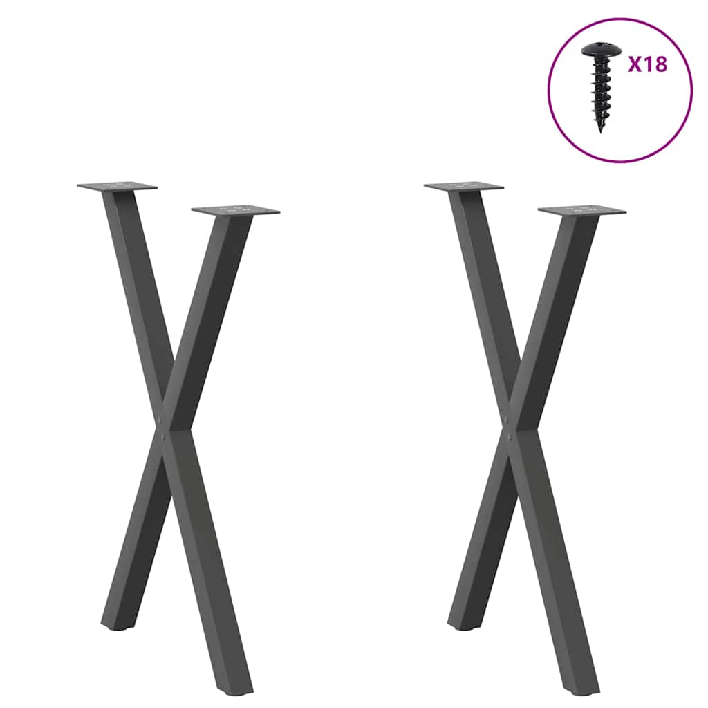 vidaXL Nogi do stołu jadalnego w kształcie litery X 2 szt. Antracyt 50x(72-73) cm Stal