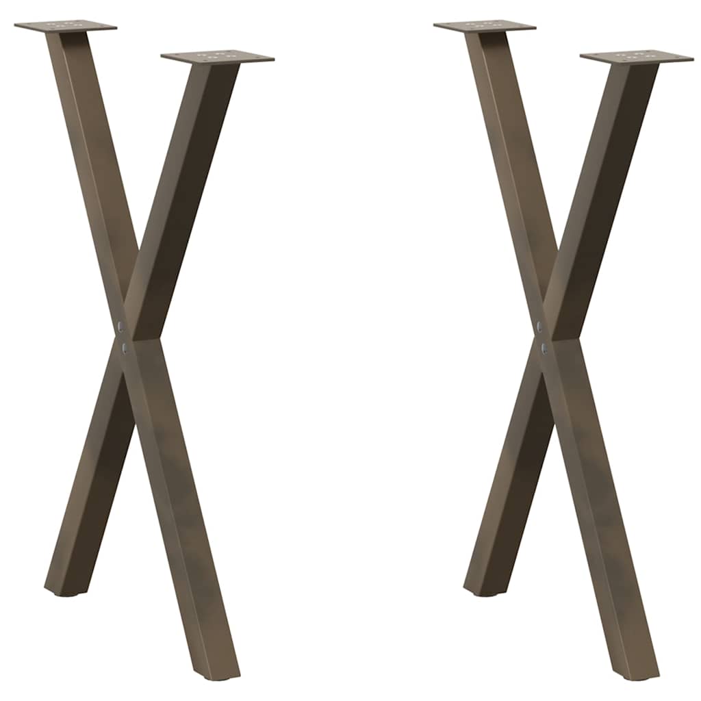 vidaXL Nogi do stołu jadalnego w kształcie litery X 2 szt. Naturalna stal 50x(72-73) cm Stal