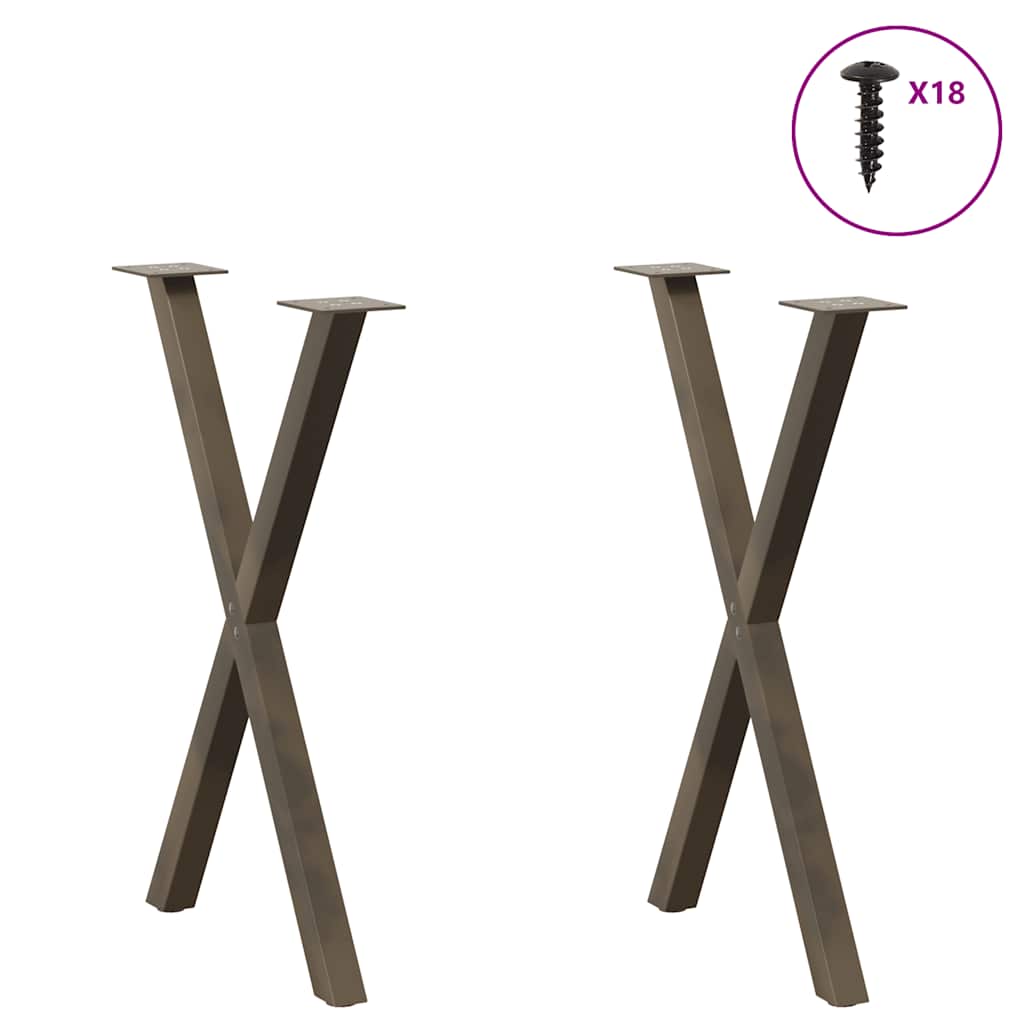 vidaXL Nogi do stołu jadalnego w kształcie litery X 2 szt. Naturalna stal 50x(72-73) cm Stal