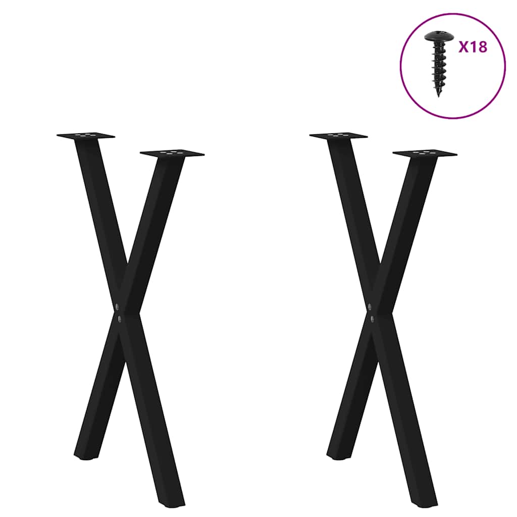 vidaXL Nogi do stołu jadalnego w kształcie litery X 2 szt. Czarne 57x(72-73) cm Stal