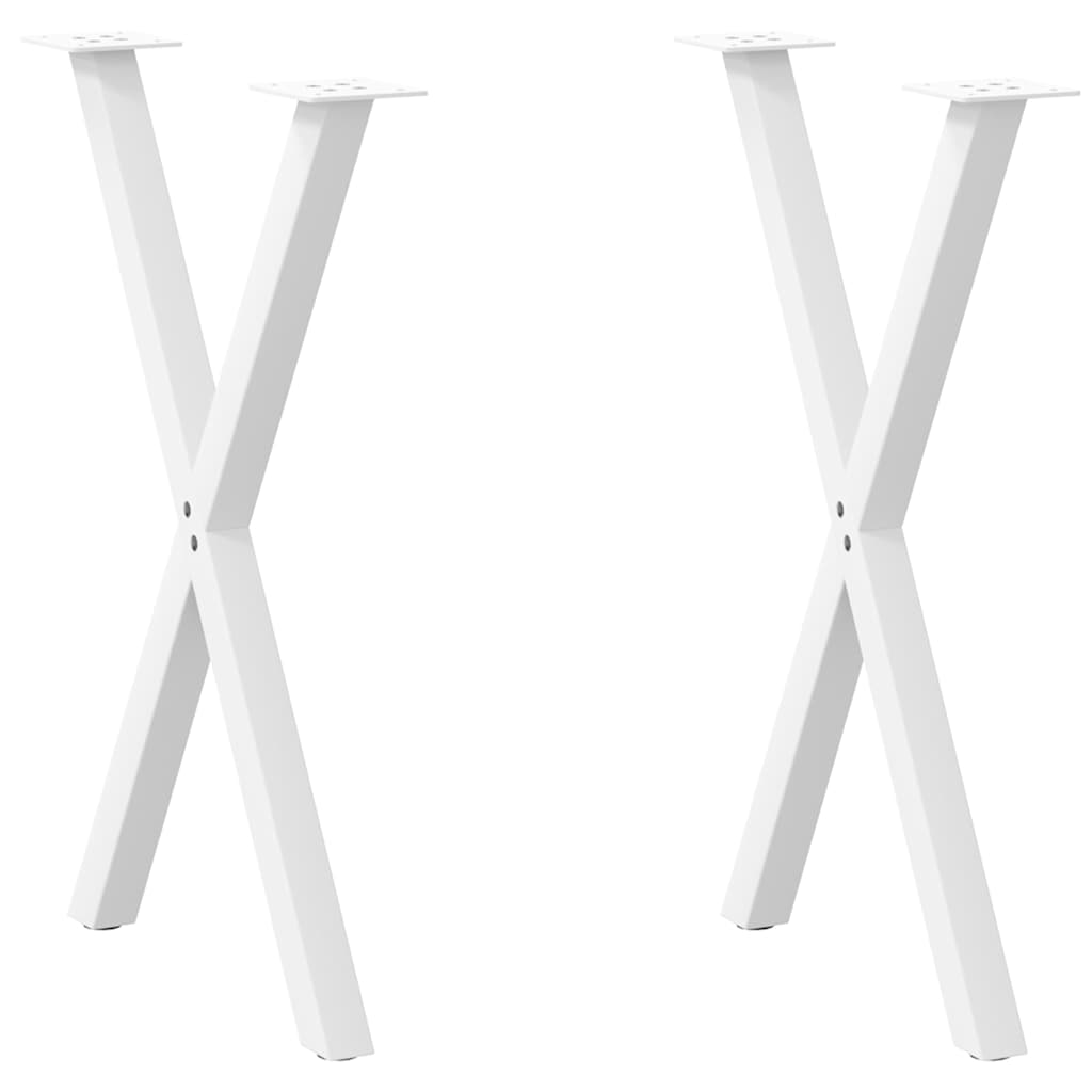 vidaXL Nogi do stołu jadalnego w kształcie litery X 2 szt. Białe 57x(72-73) cm Stal