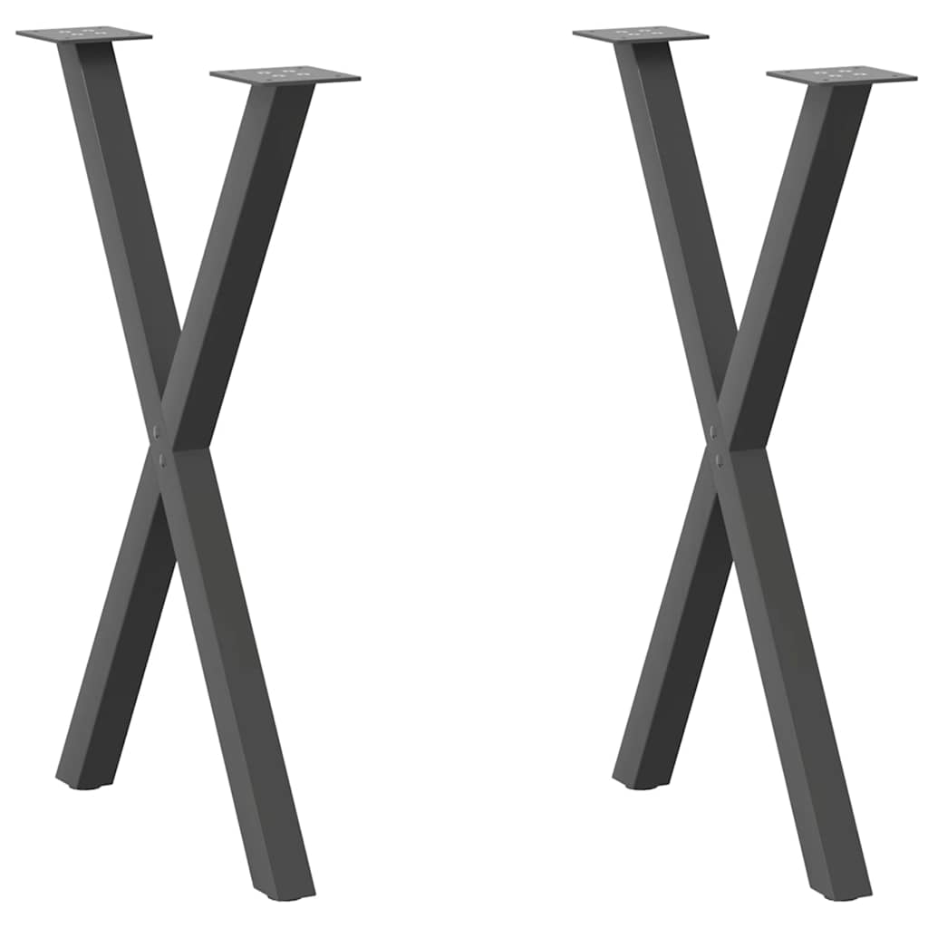 vidaXL Nogi do stołu jadalnego w kształcie litery X 2 szt. Antracyt 57x(72-73) cm Stal