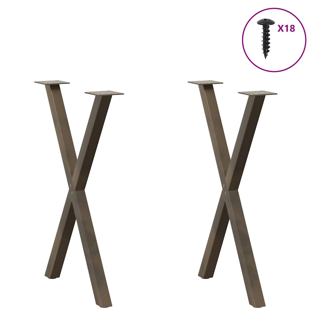 vidaXL Nogi do stołu jadalnego w kształcie litery X 2 szt. Naturalna stal 57x(72-73) cm Stal
