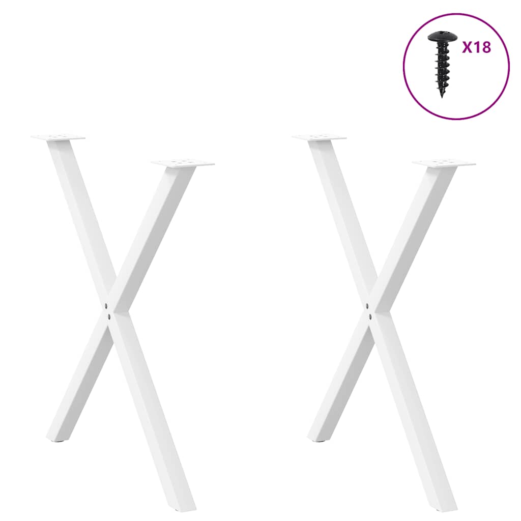 vidaXL Nogi do stołu jadalnego w kształcie litery X 2 szt. Białe 70x(72-73) cm Stal