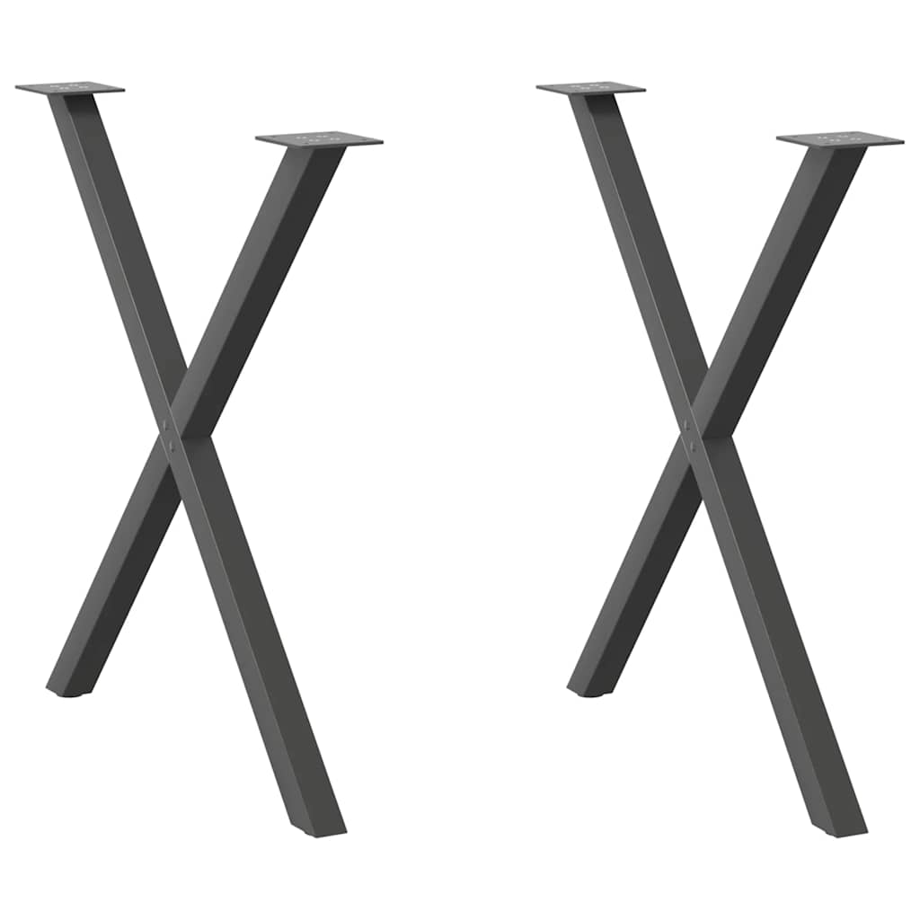 vidaXL Nogi do stołu jadalnego w kształcie litery X 2 szt. Antracyt 70x(72-73) cm Stal