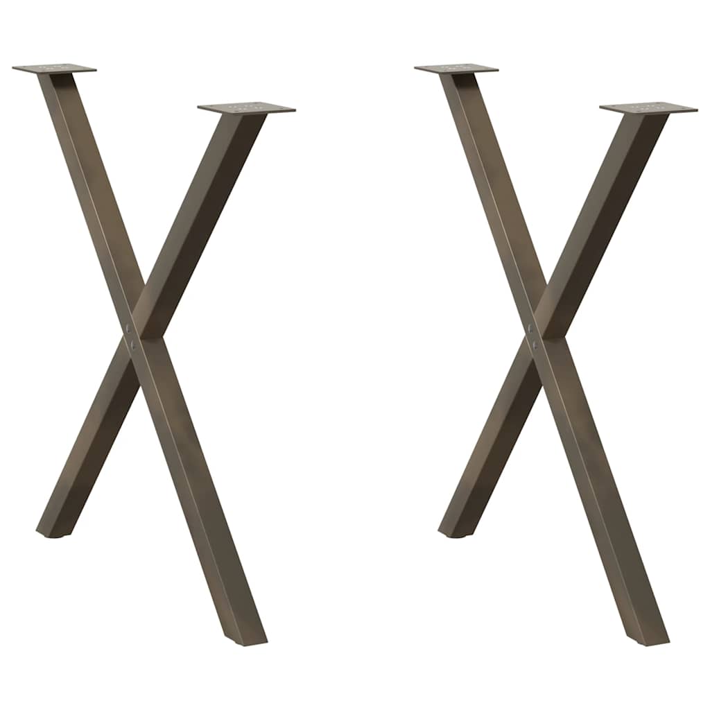 vidaXL Nogi do stołu jadalnego w kształcie litery X 2 szt. Naturalna stal 70x(72-73) cm Stal