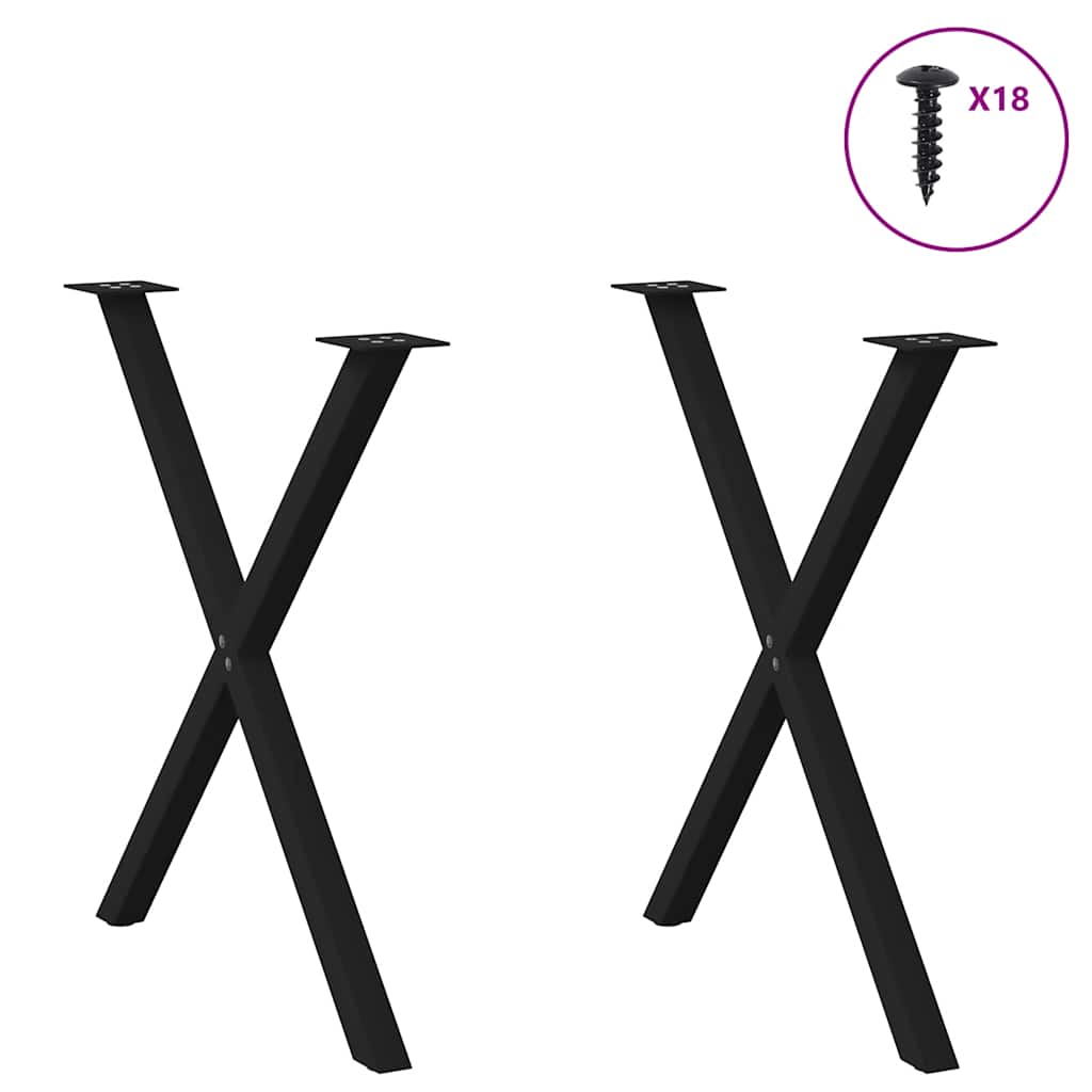 vidaXL Nogi do stołu jadalnego w kształcie litery X 2 szt. Czarne 80x(72-73) cm Stal