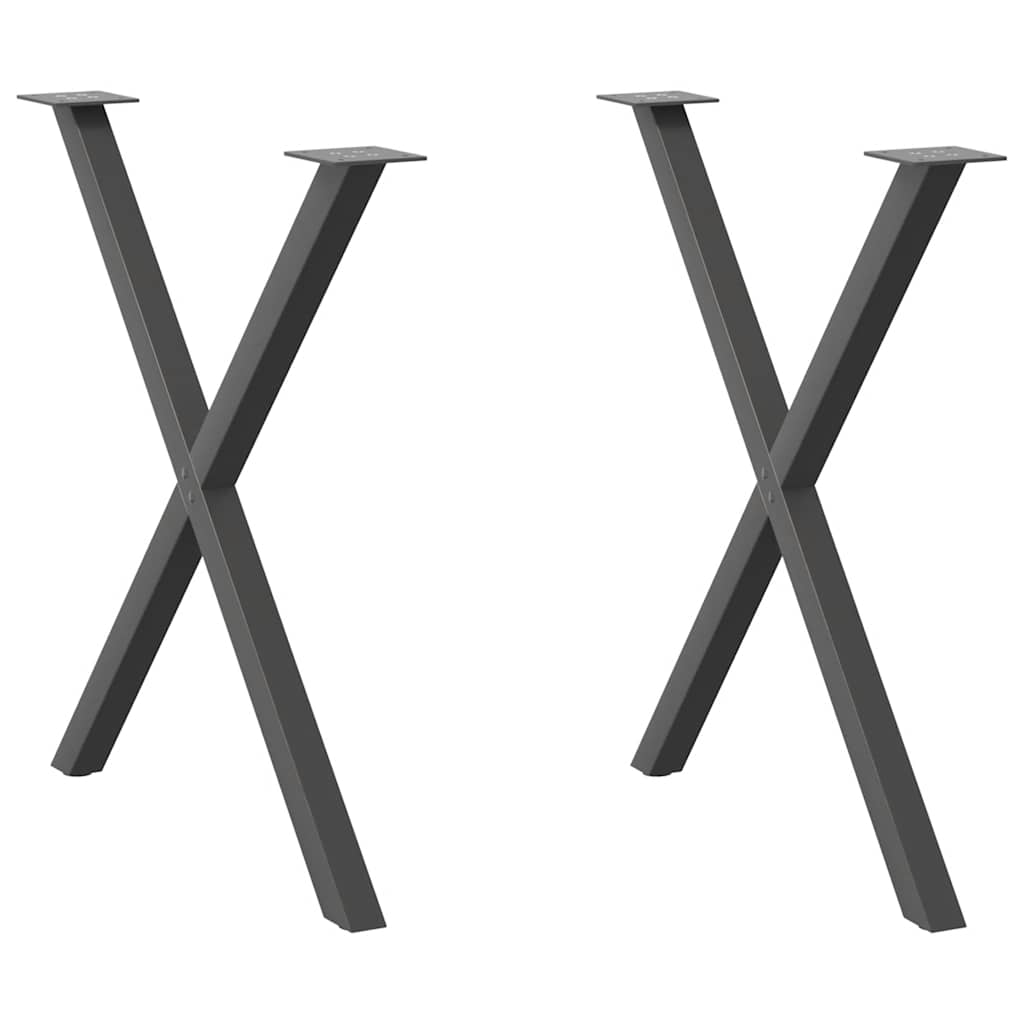 vidaXL Nogi do stołu jadalnego w kształcie litery X 2 szt. Antracyt 80x(72-73) cm Stal