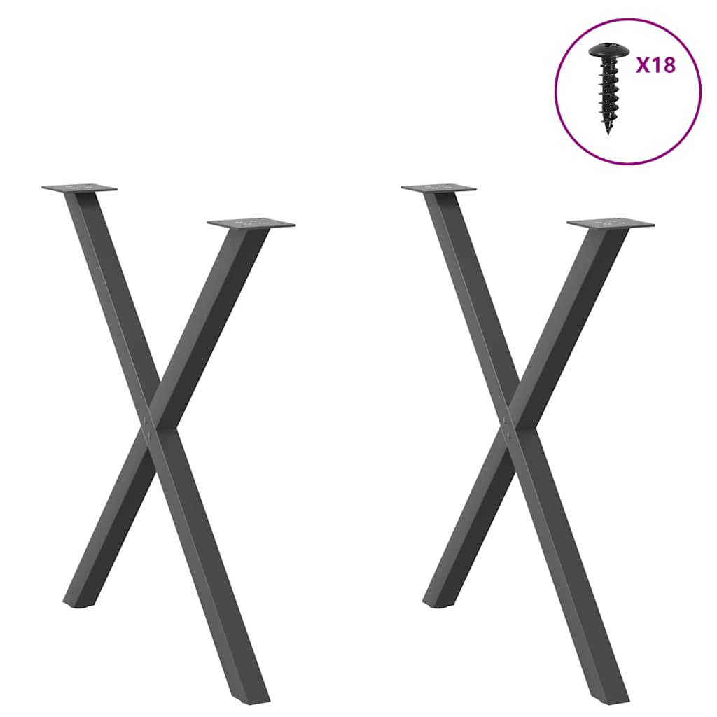 vidaXL Nogi do stołu jadalnego w kształcie litery X 2 szt. Antracyt 80x(72-73) cm Stal